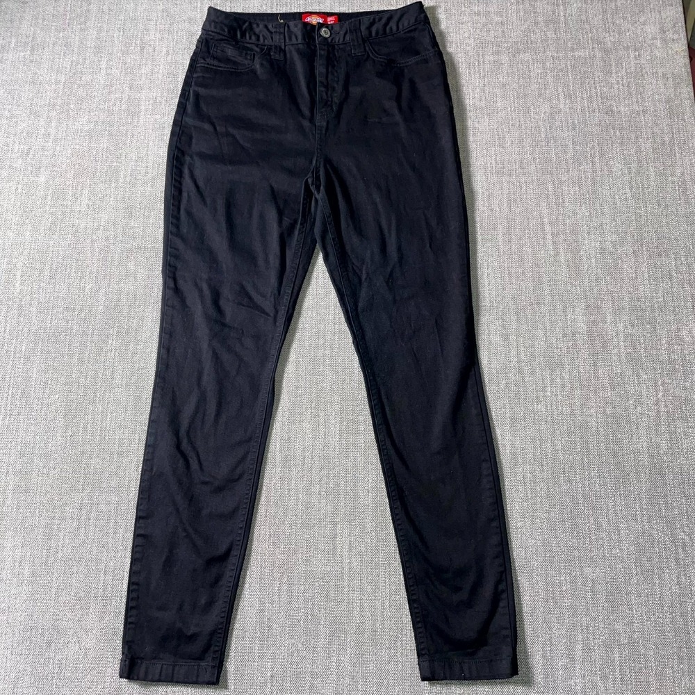 Dickies Skinny Jeans Women 5/27 Black Denim Stretch High Rise Dark Wash Slim Fit